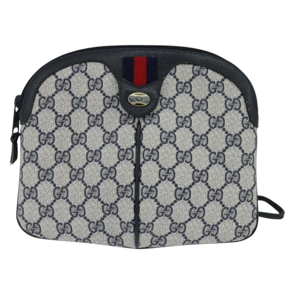 Gucci GG Supreme Web Shoulder Bag Navy Gold 904 02 047 Blue